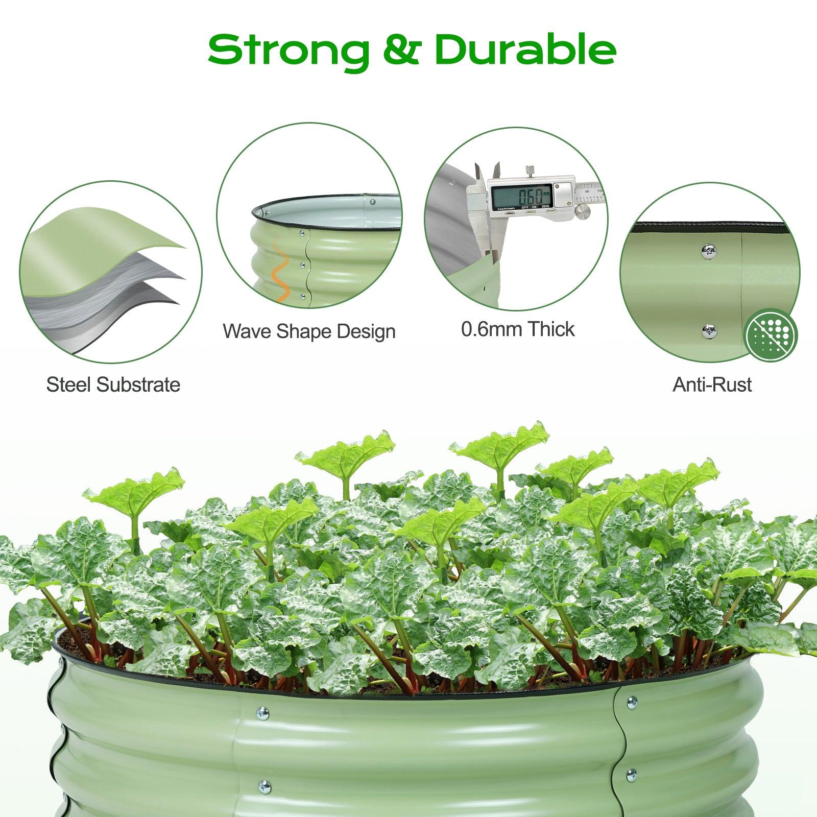 9'' Tall Raised Garden Bed 30'' Round - Outdoor Garden Planter Box Set of 2 Aoodor Green