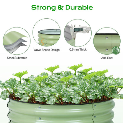 9'' Tall Raised Garden Bed 30'' Round - Outdoor Garden Planter Box Set of 2 Aoodor Green
