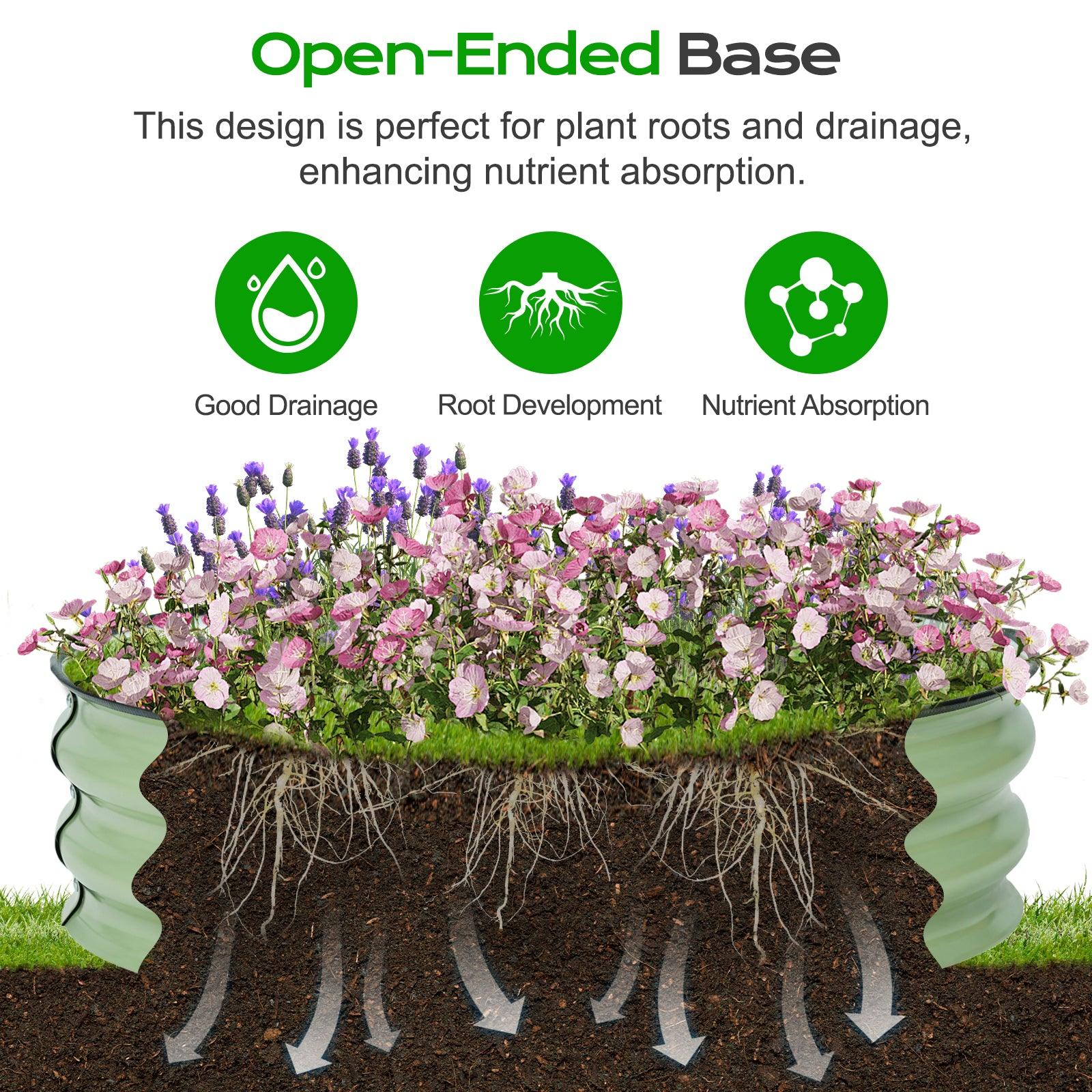 9'' Tall Raised Garden Bed 30'' Round - Outdoor Garden Planter Box Set of 2 Aoodor Green