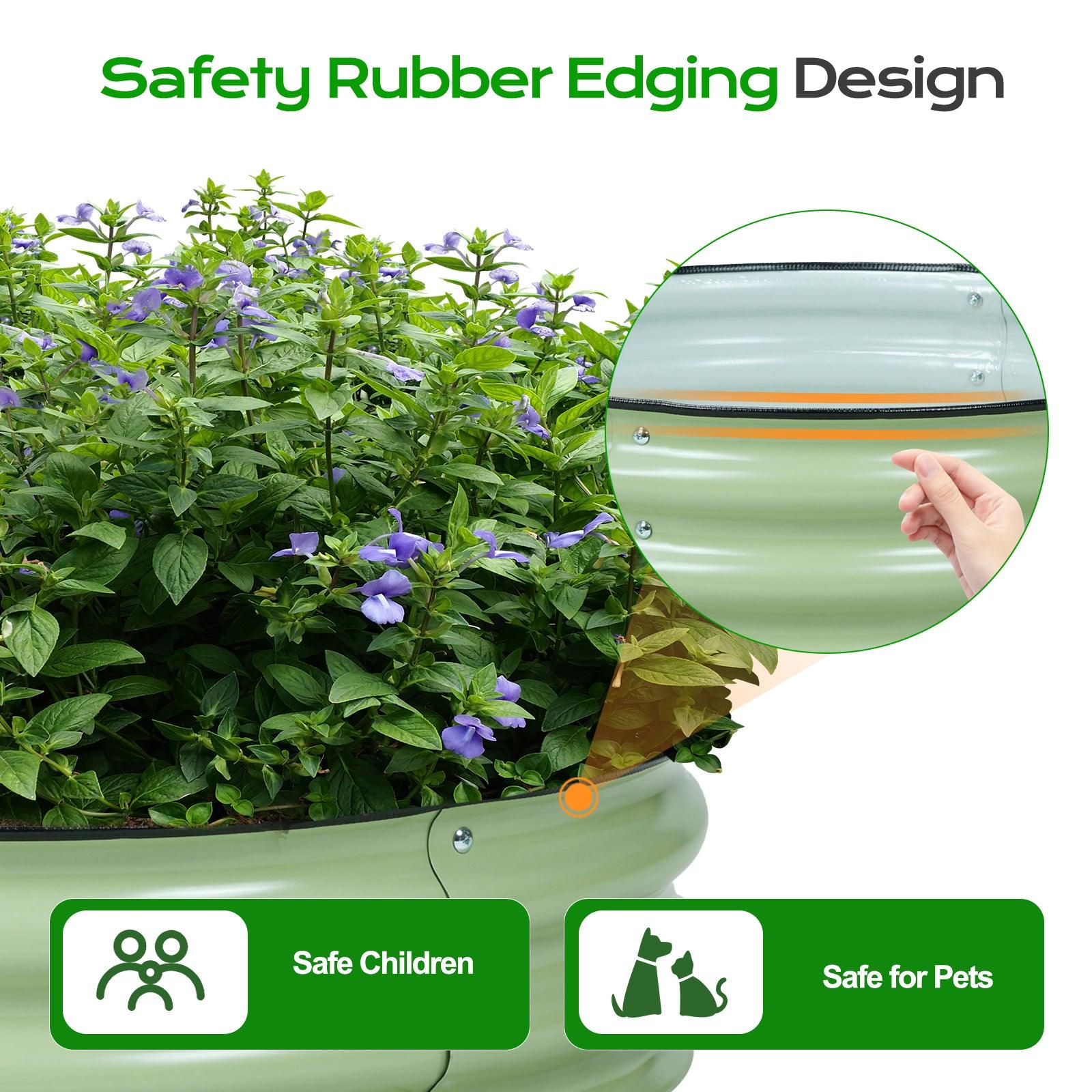 9'' Tall Raised Garden Bed 30'' Round - Outdoor Garden Planter Box Set of 2 Aoodor Green