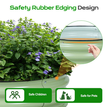9'' Tall Raised Garden Bed 30'' Round - Outdoor Garden Planter Box Set of 2 Aoodor Green