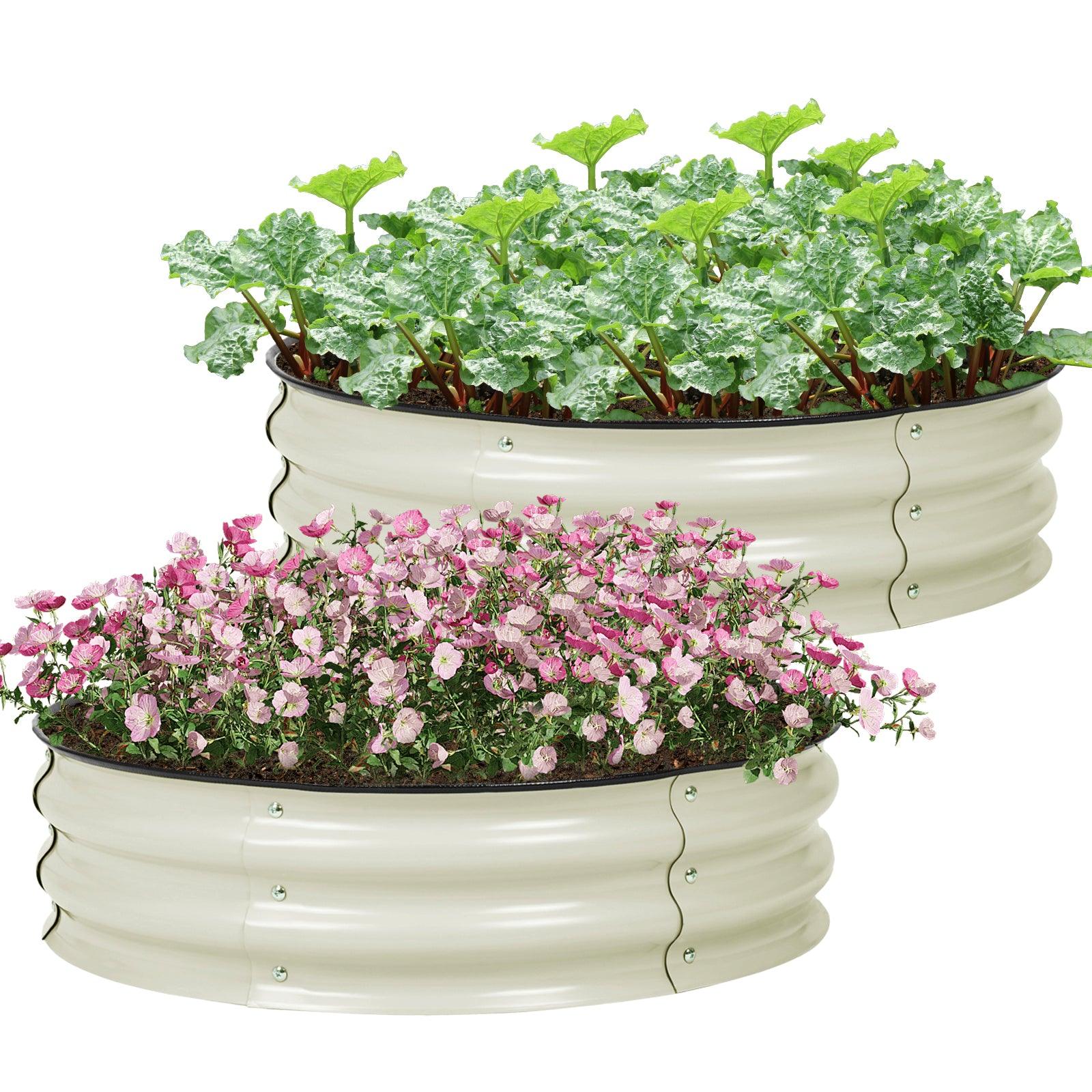 9'' Tall Raised Garden Bed 30'' Round - Outdoor Garden Planter Box Set of 2 Aoodor Green