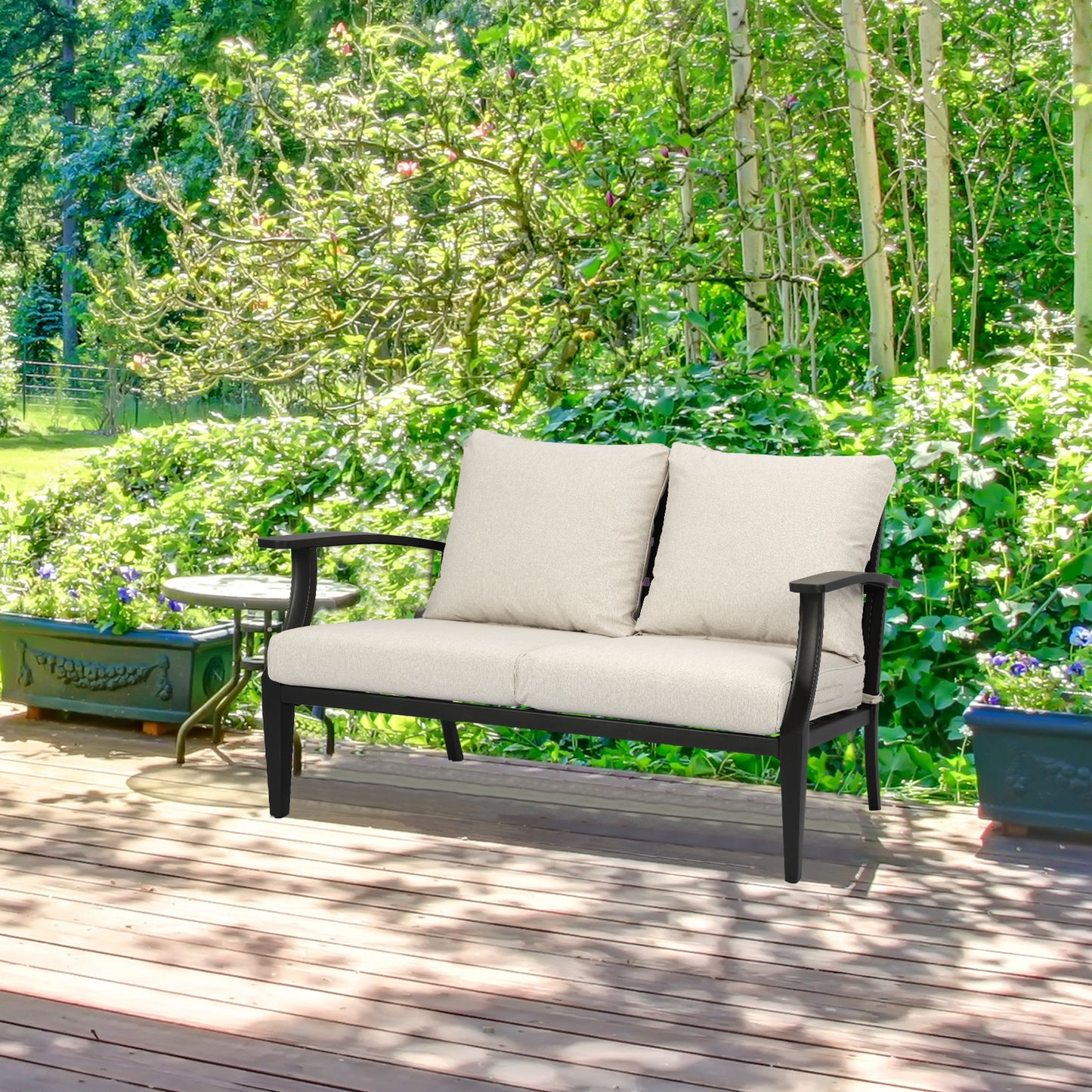 Outdoor Deep Seat Cushion Set, Waterproof Patio Chair Cushions, Beige