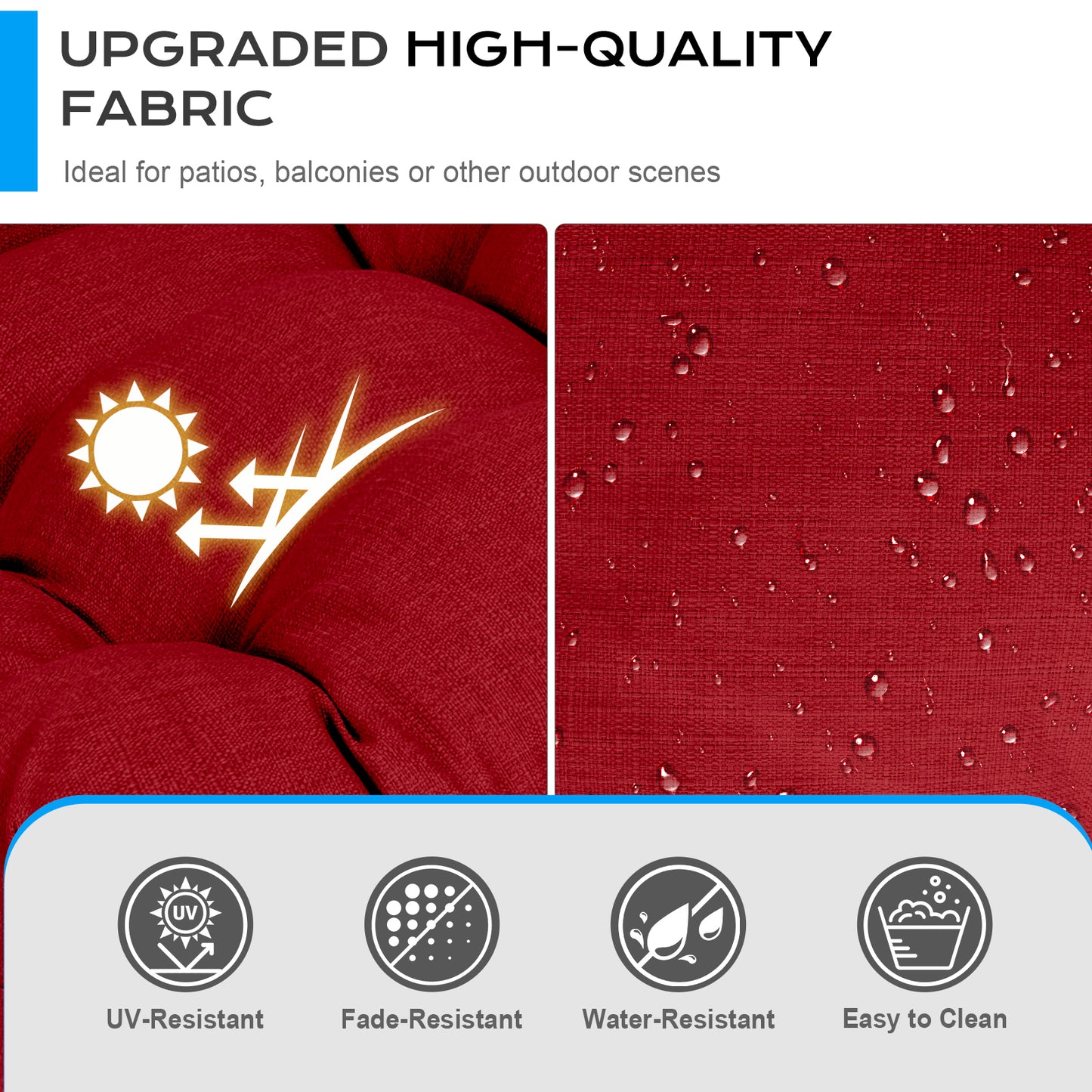 Tufted Outdoor High Back Chair Cushions Patio Replacement Cushion, Red