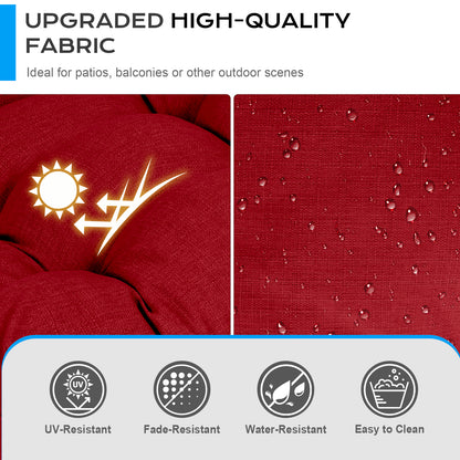Tufted Outdoor High Back Chair Cushions Patio Replacement Cushion, Red