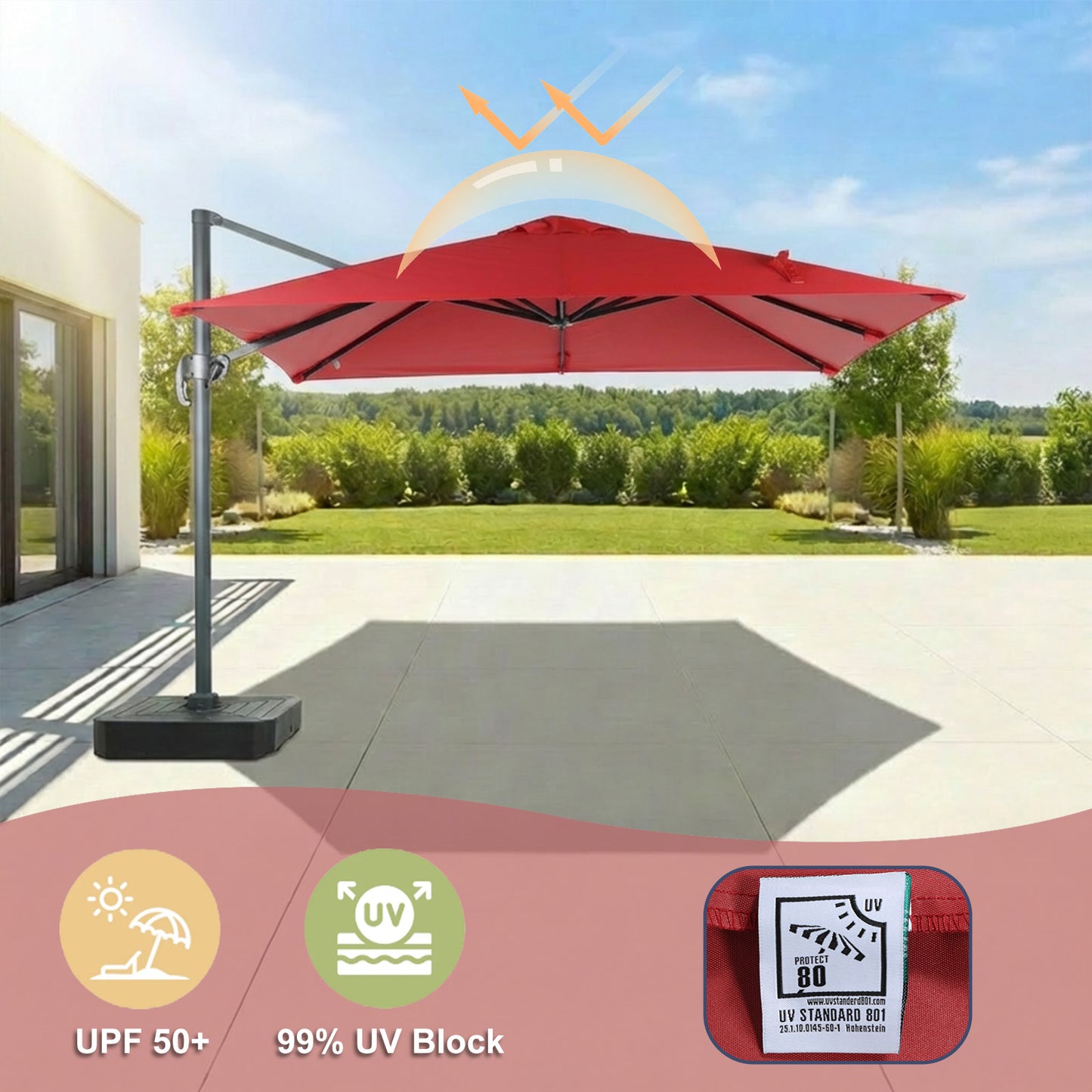 10x10 ft. Cantilever Umbrella Replacement Canopy for 8 Ribs Square Offset Umbrella