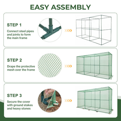12x4x6 ft. Crop Cage Plant Protection Netting Tent with Zipper Doors