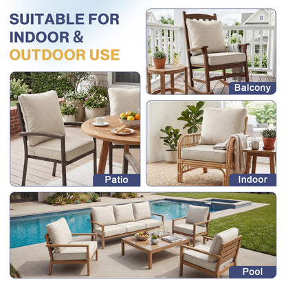 Outdoor Deep Seat Cushion Set, Patio Chair Back & Seat Cushions, Beige Taupe