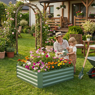 3x3x1/4x2x1 ft. Raised Garden Bed - Galvanized Steel Planter (Set of 2)