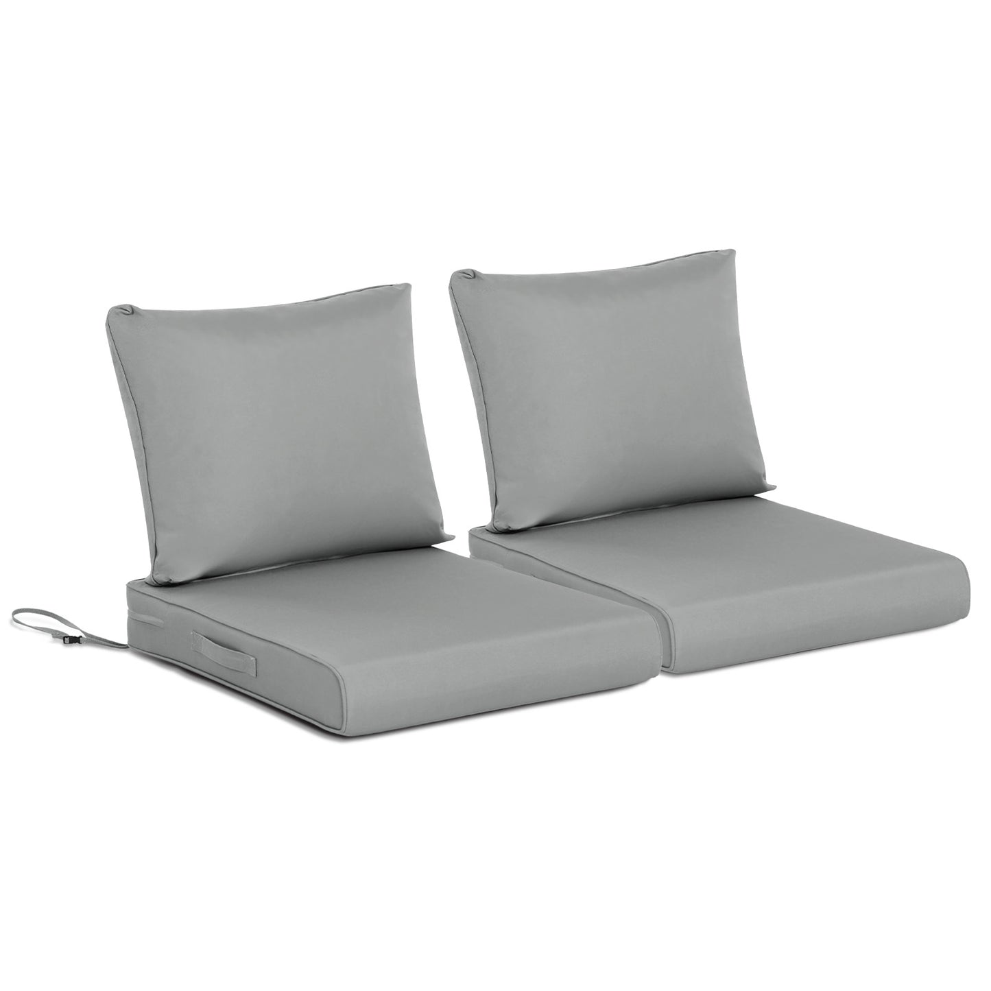 Outdoor Chair Cushions, Patio Deep Seat Cushions with Handle & Adjustable Straps - Gray