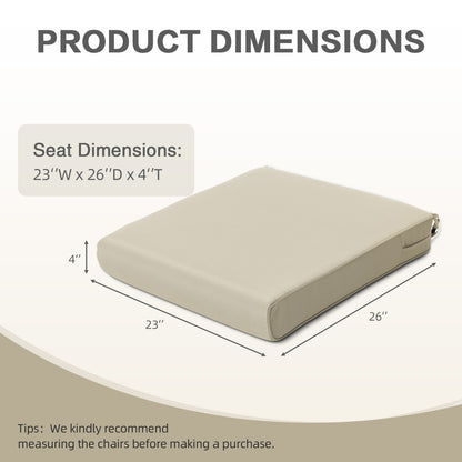 Outdoor Chair Cushion , Removable Cover with Hidden Zipper, Adaptable Secure Ties - Khaki