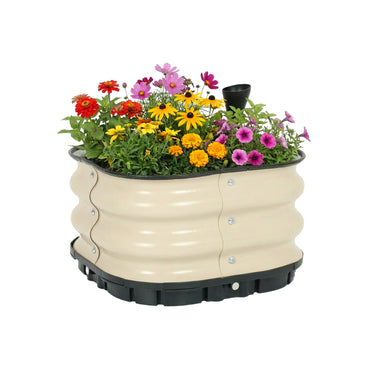 11" Tall Galvanized Raised Garden Bed, Self-Watering Planter Box - 16.5"x16.5"