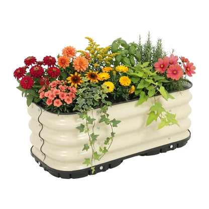 11" Tall Galvanized Raised Garden Bed, Self-Watering Planter Box - 31.5"x16.5"