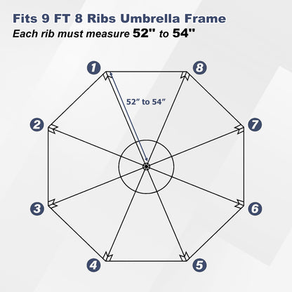 Patio Umbrella Replacement Canopy for 8 Ribs Table Umbrella