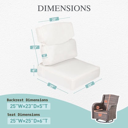 Smile Outdoor Chair Cushion Set, Sunbrella Fabric Deep Seating Cushions, Canvas Natural