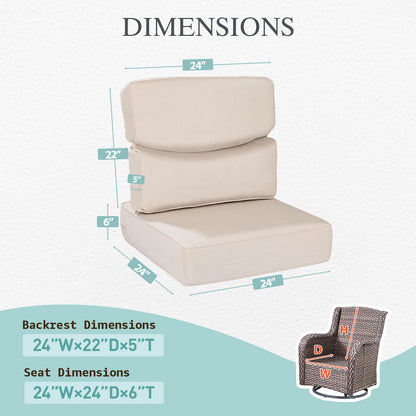 Smile Outdoor Chair Cushion Set, Sunbrella Fabric Deep Seating Cushions, Canvas Flax