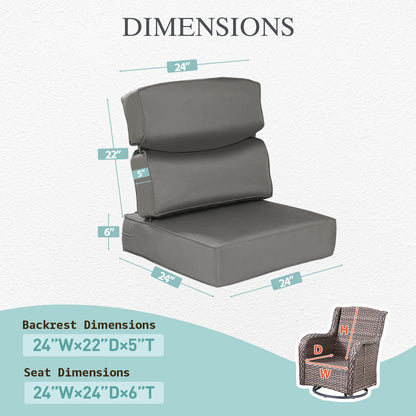 Smile Outdoor Chair Cushion Set, Sunbrella Fabric Deep Seating Cushions, Canvas Charcoal