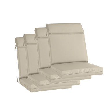 Outdoor Polyester High Back Dining Chair Cushion Set - Khaki