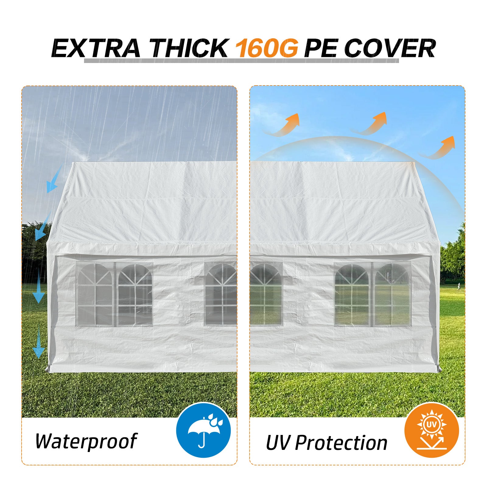 Aoodor 20x20 ft. Marquee Party Tent with Church Window Sidewalls - White