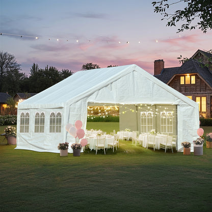Aoodor 20x20 ft. Marquee Party Tent with Church Window Sidewalls - White