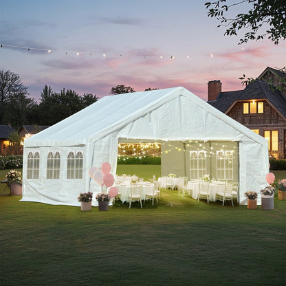 Aoodor 20x20 ft. Marquee Party Tent with Church Window Sidewalls - White