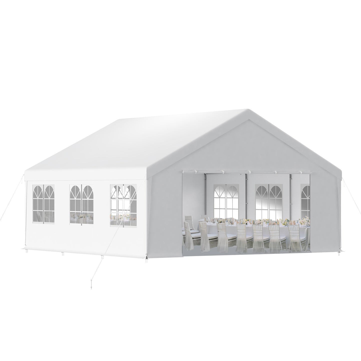 Aoodor 20x20 ft. Marquee Party Tent with Church Window Sidewalls - White