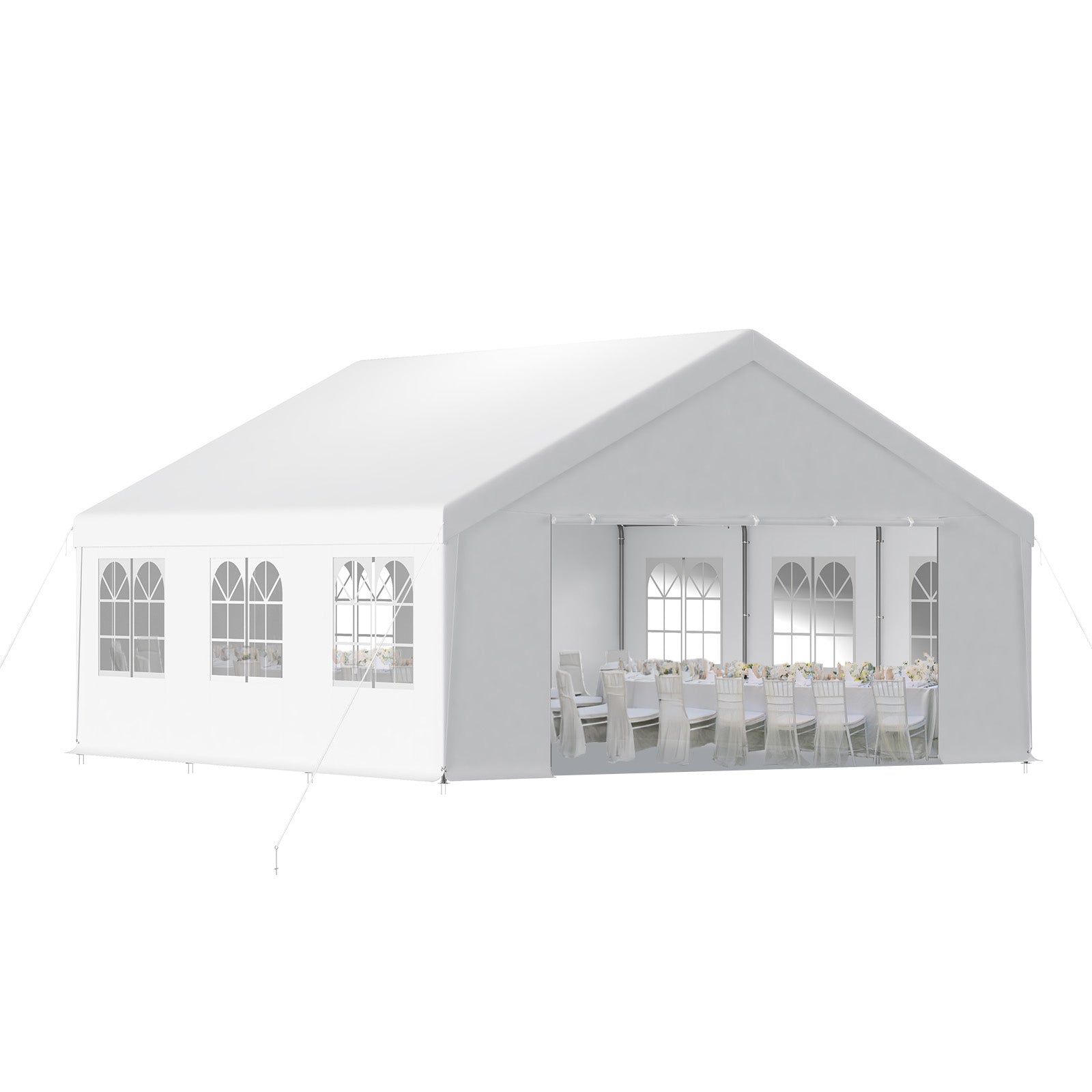 Aoodor 20x20 ft. Marquee Party Tent with Church Window Sidewalls - White