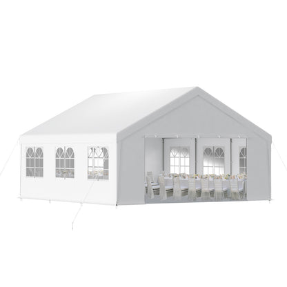 Aoodor 20x20 ft. Marquee Party Tent with Church Window Sidewalls - White