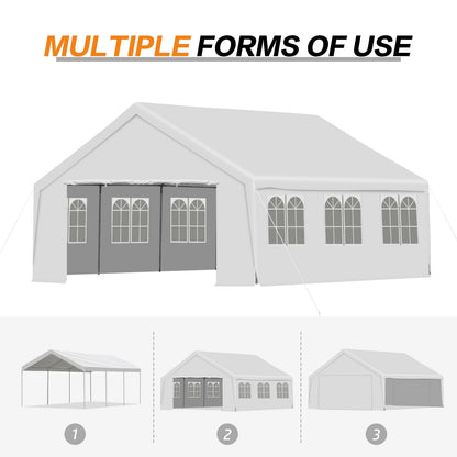 Aoodor 20x20 ft. Marquee Party Tent with Church Window Sidewalls - White