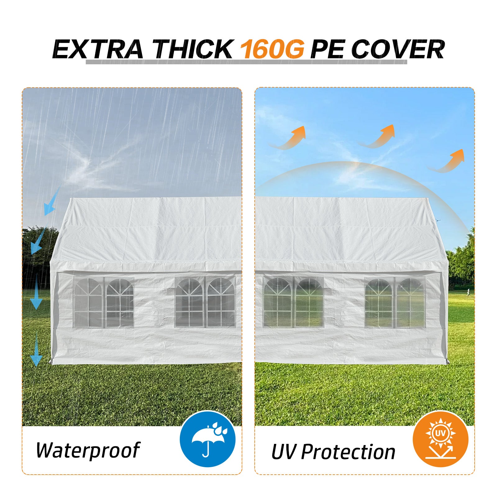 Aoodor 26x20 ft. Marquee Party Tent with Church Window Sidewalls - White