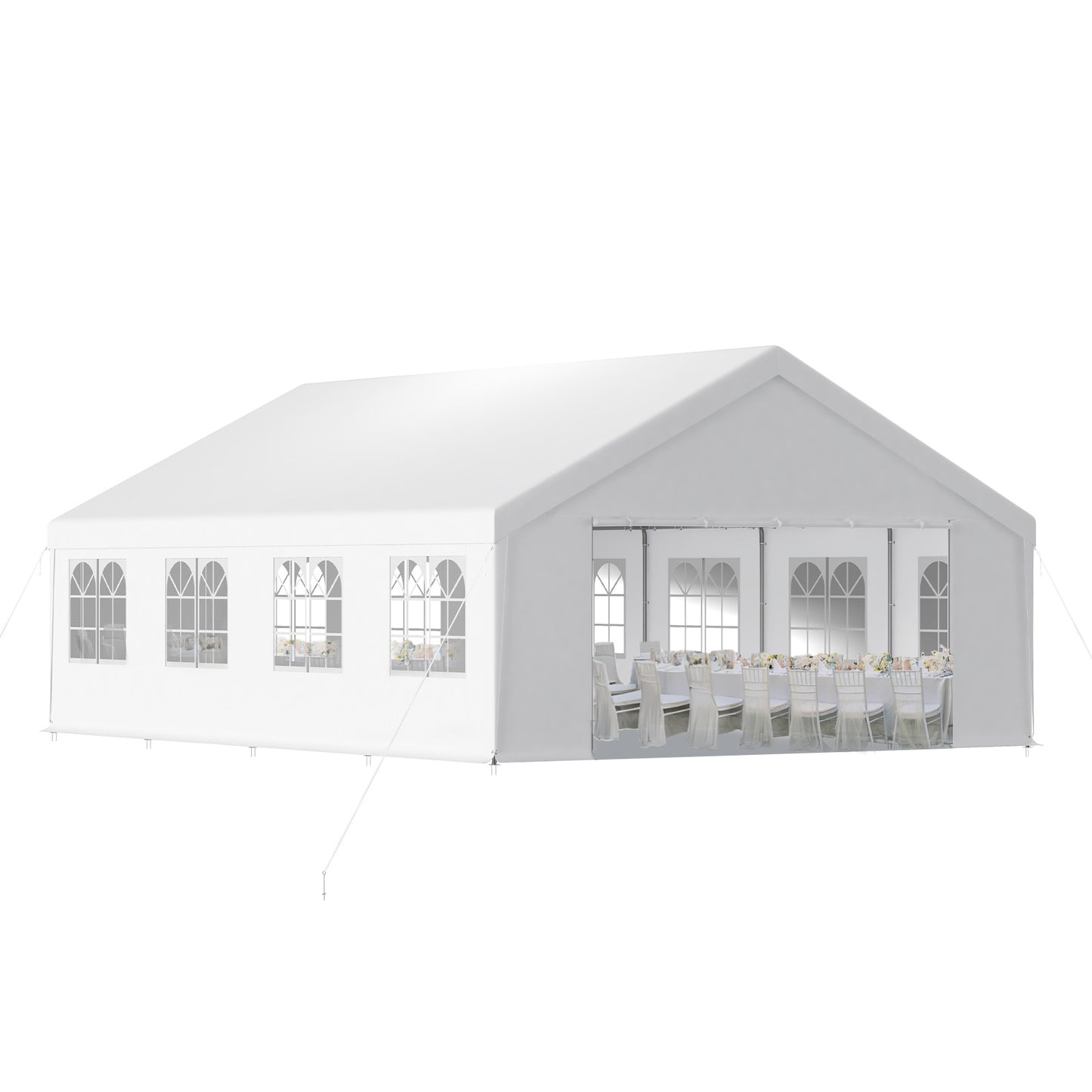 Aoodor 26x20 ft. Marquee Party Tent with Church Window Sidewalls - White