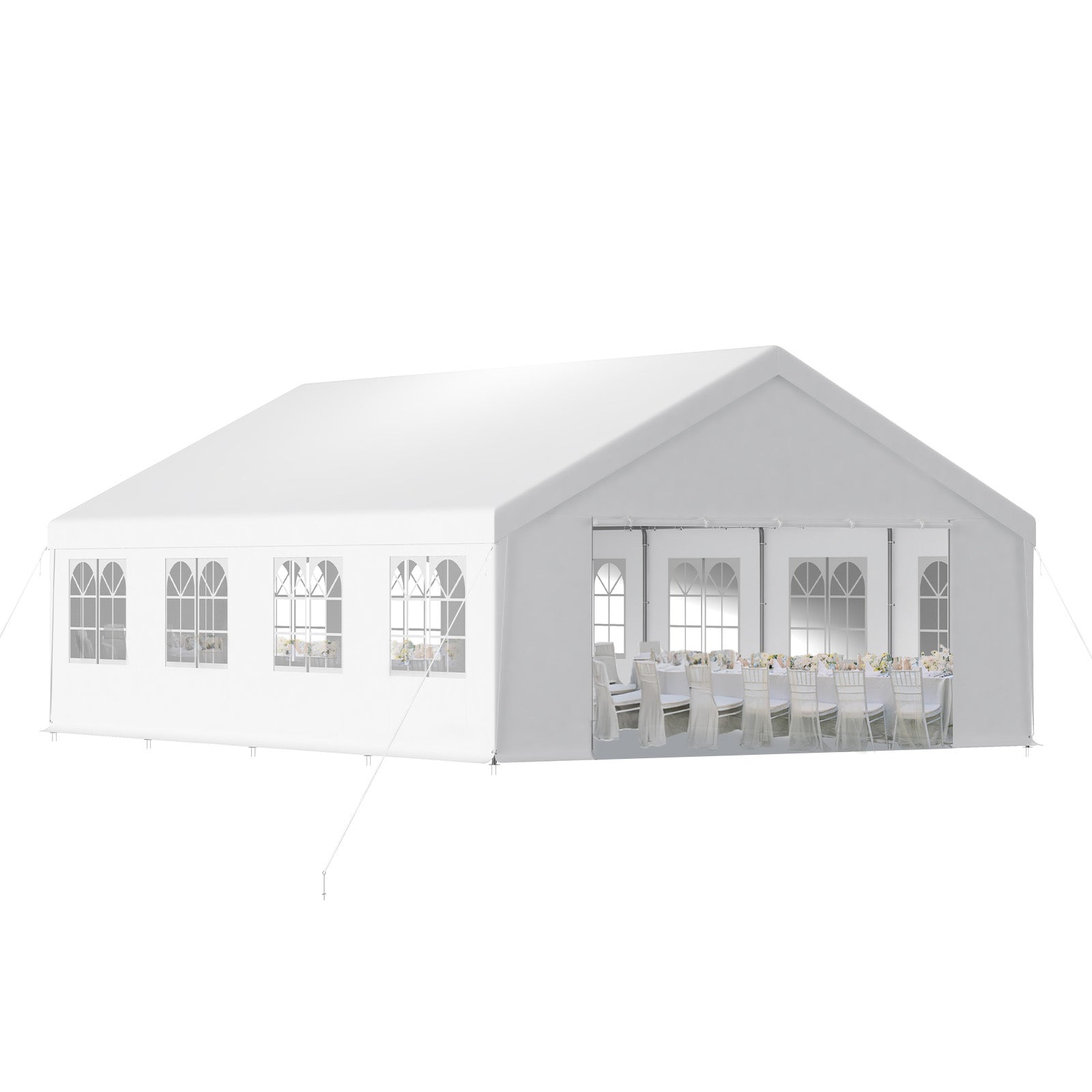 Aoodor 26x20 ft. Marquee Party Tent with Church Window Sidewalls - White