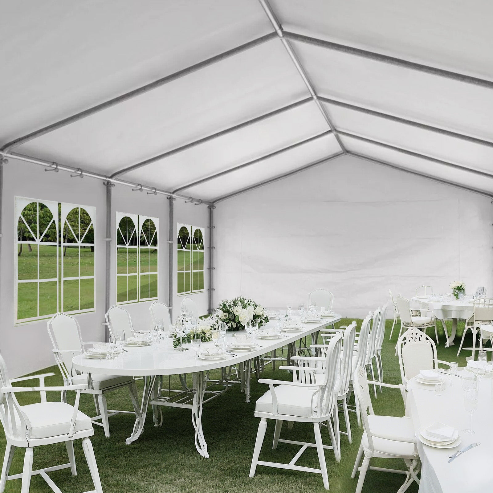 Aoodor 26x20 ft. Marquee Party Tent with Church Window Sidewalls - White
