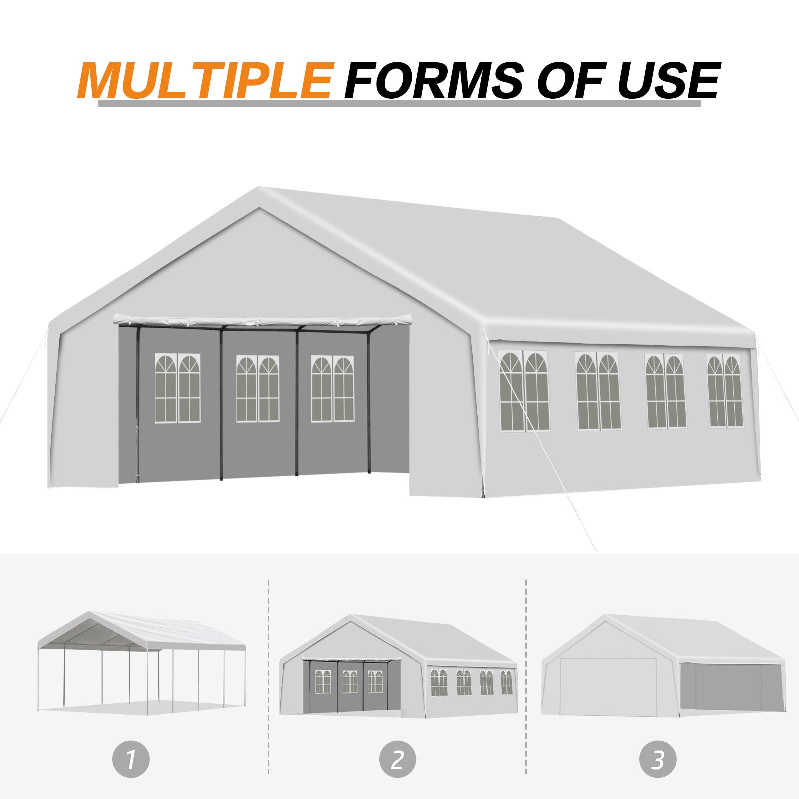 Aoodor 26x20 ft. Marquee Party Tent with Church Window Sidewalls - White