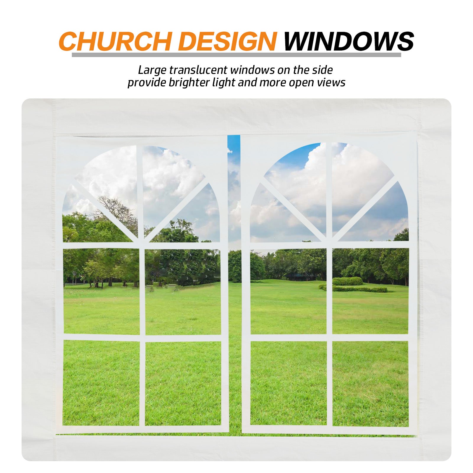 Aoodor 26x20 ft. Marquee Party Tent with Church Window Sidewalls - White