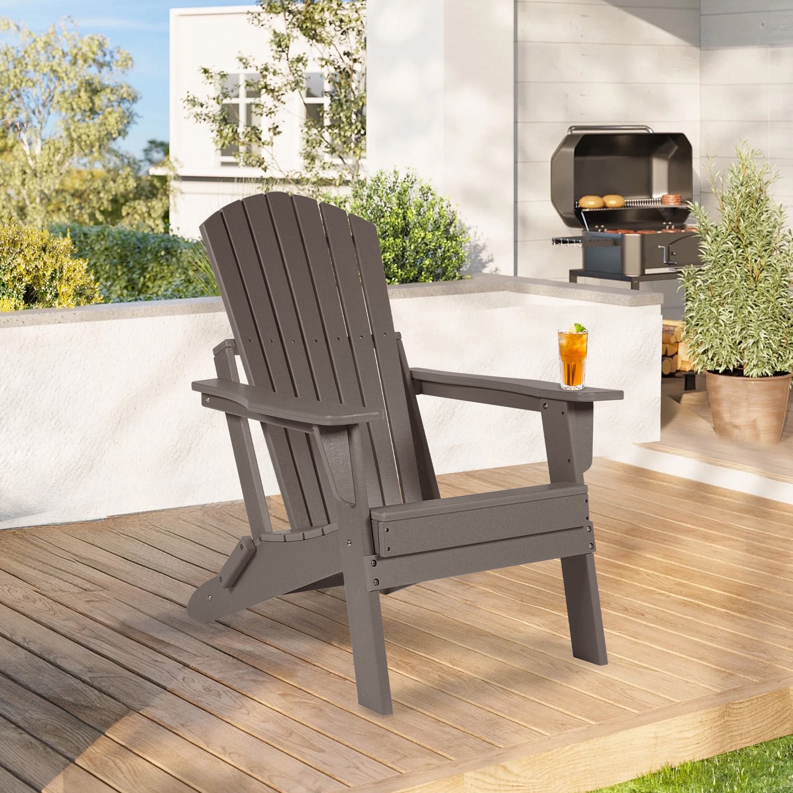 Aoodor Folding Adirondack Chair Drak Brown