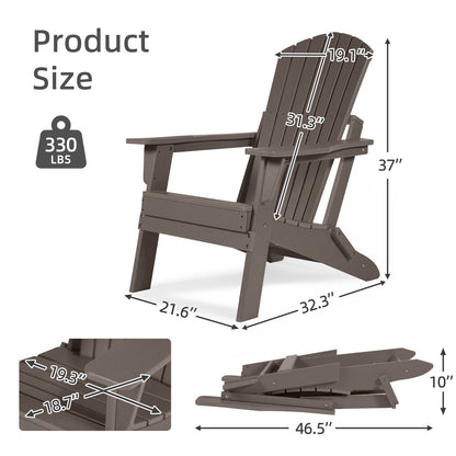 Aoodor Folding Adirondack Chair Drak Brown Product Size