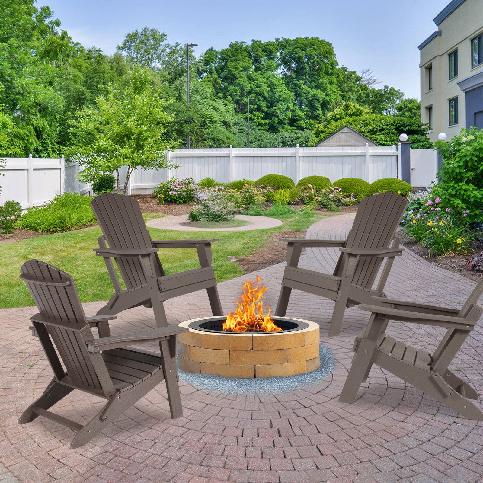 Aoodor Folding Adirondack Chair Drak Brown