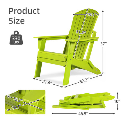Aoodor Folding Adirondack Chair Lemon Green - Product Size