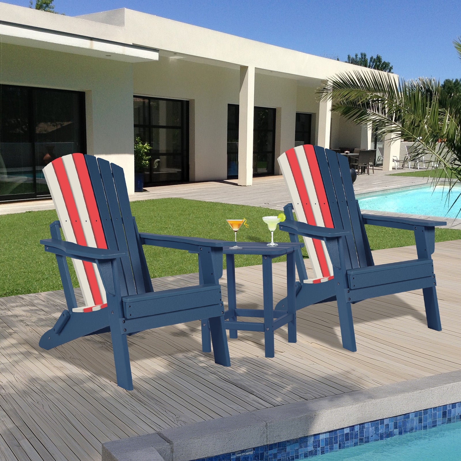 Aoodor Folding Adirondack Chair Nation Flag