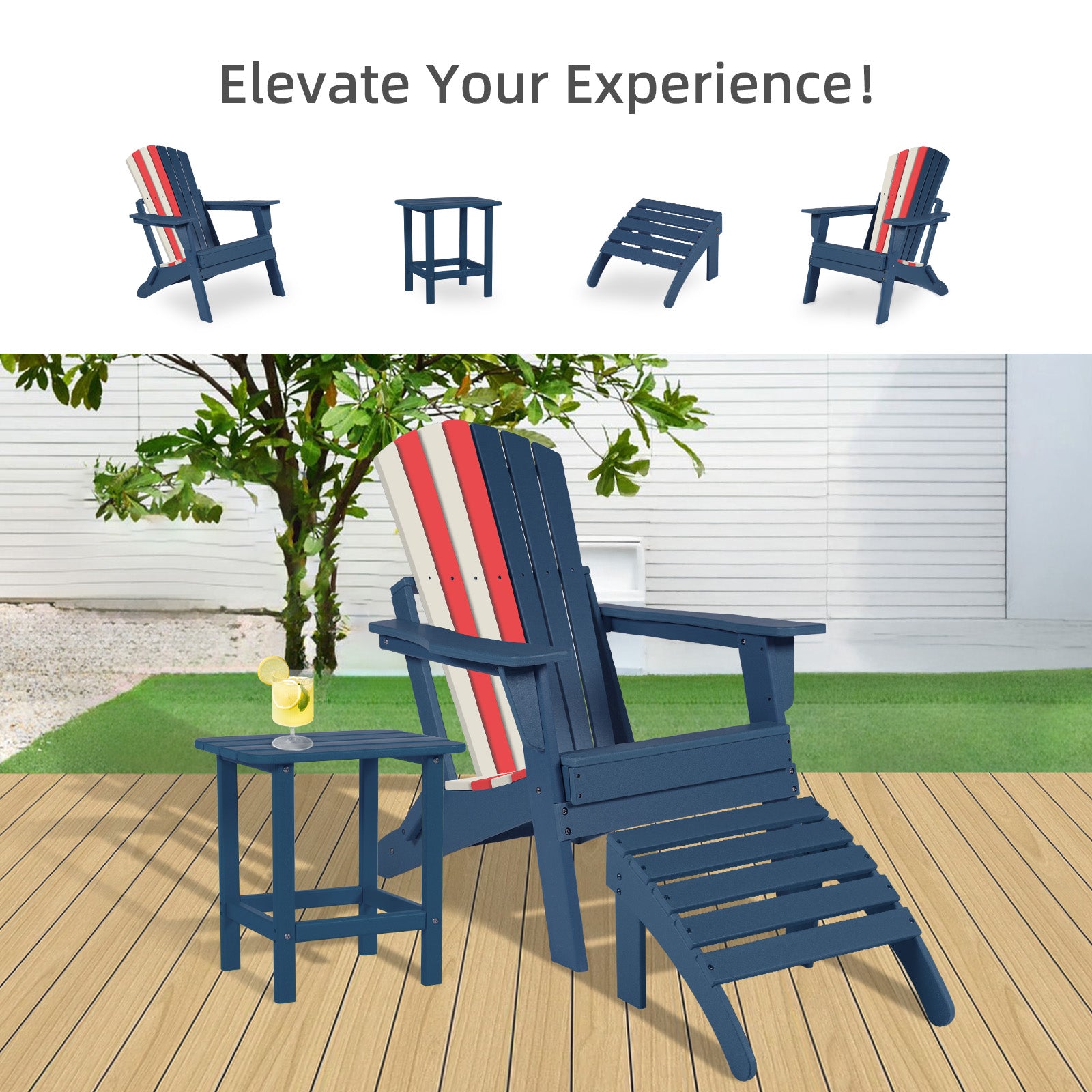 Aoodor Folding Adirondack Chair Nation Flag