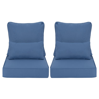 Aoodor Patio Deep Chair Cushion, 2 Back 2 Seater 2 Pillow, Navy Blue