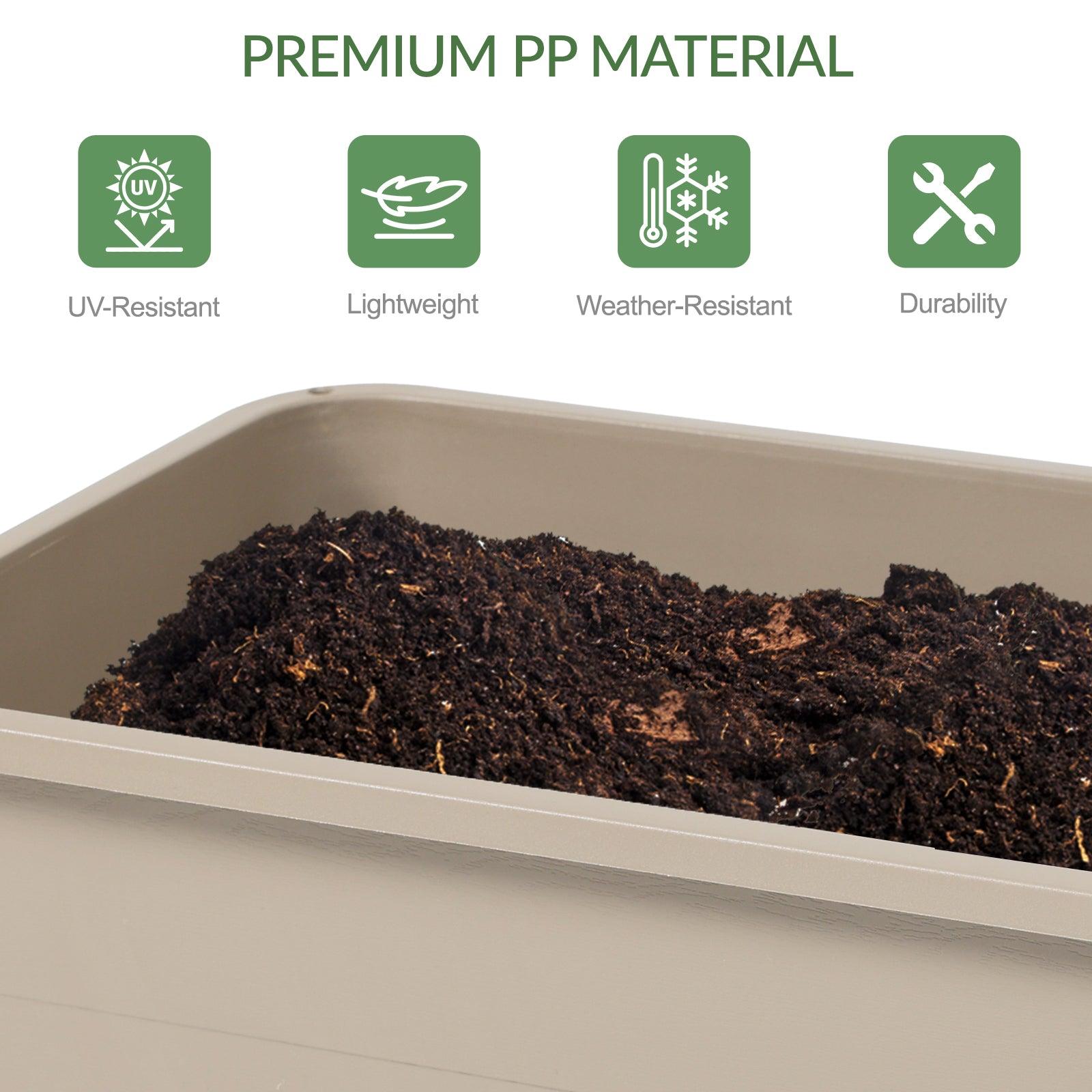 Elevated Raised Planter Box with Legs, Water Level Indicator - Set of 3 Aoodor Brown