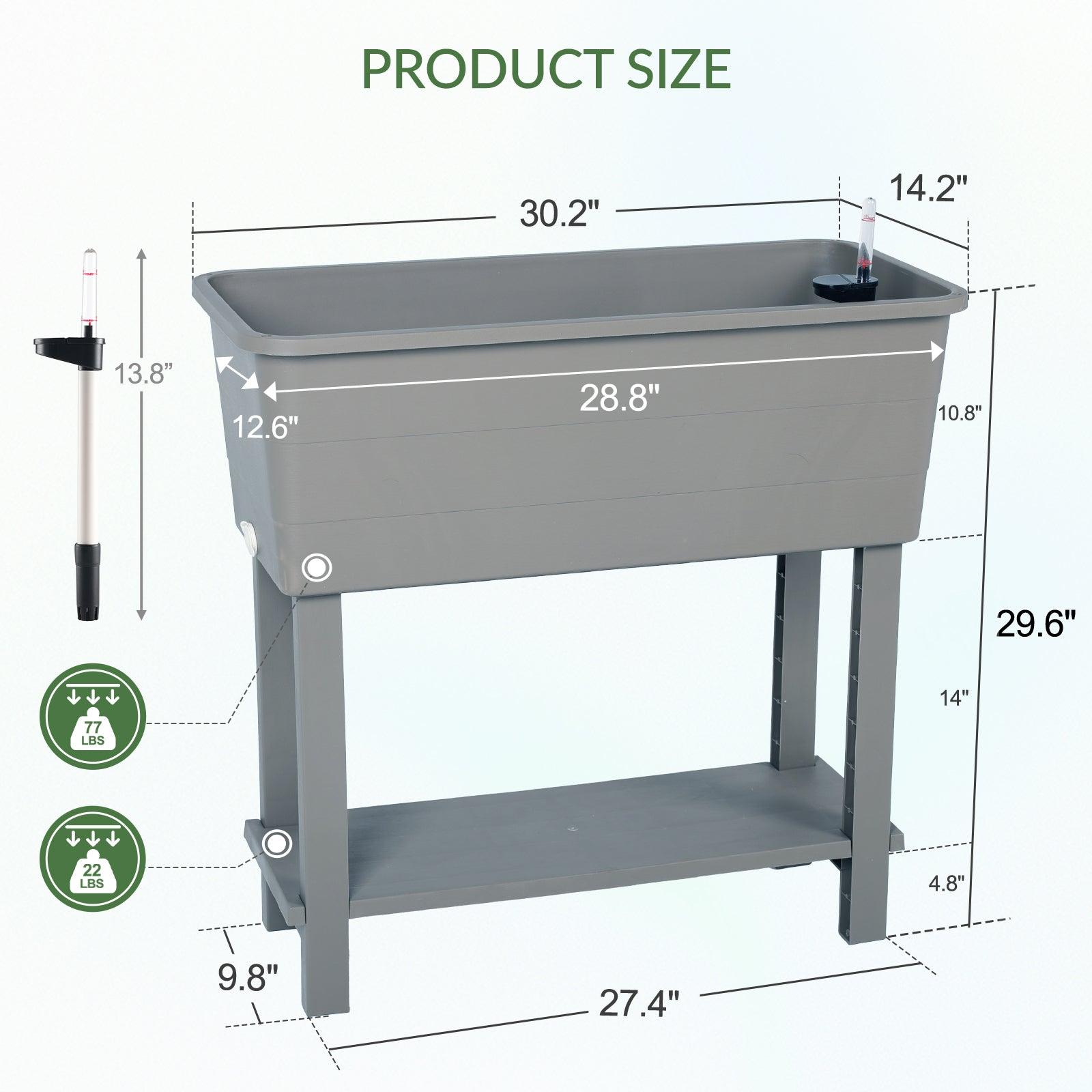Elevated Raised Planter Box with Legs, Water Level Indicator - Set of 3 Aoodor Grey