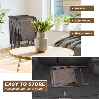 Folding Patio Chairs - Set of 4, Ideal for Patio and Outdoor Use Aoodor Brown