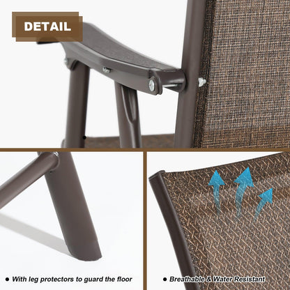 Folding Patio Chairs - Set of 4, Ideal for Patio and Outdoor Use Aoodor Brown