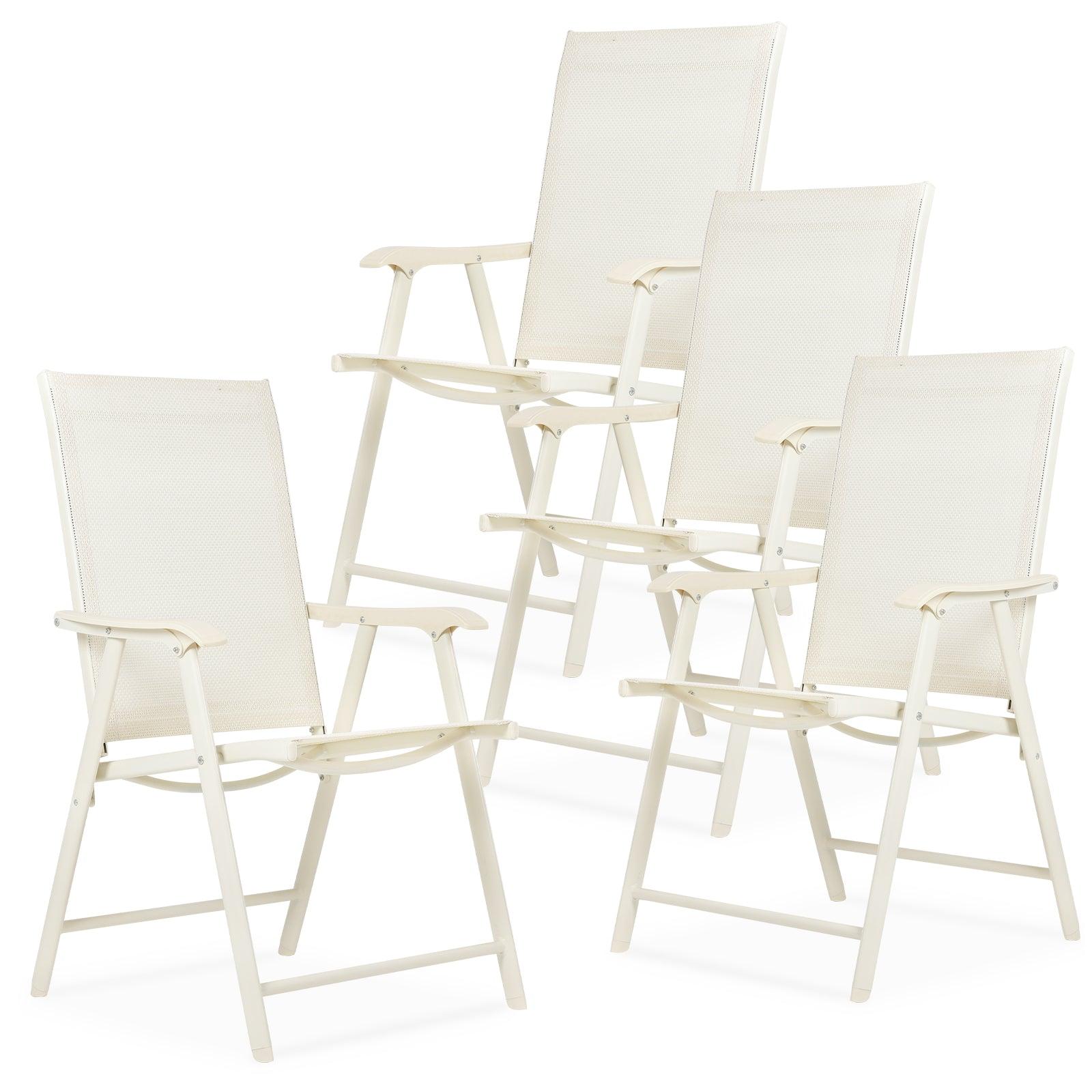 Folding Patio Chairs - Set of 4, Ideal for Patio and Outdoor Use Aoodor White