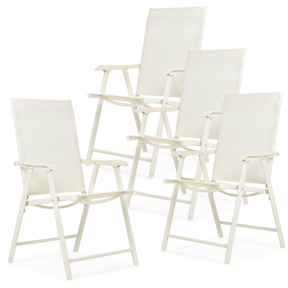 Folding Patio Chairs - Set of 4, Ideal for Patio and Outdoor Use Aoodor White