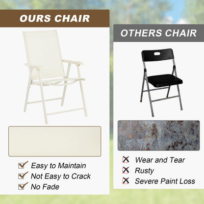 Folding Patio Chairs - Set of 4, Ideal for Patio and Outdoor Use Aoodor White