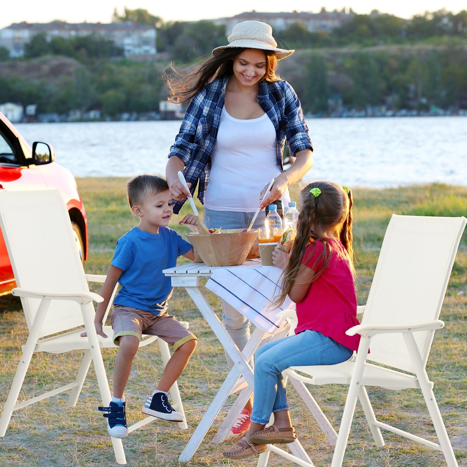 Folding Patio Chairs - Set of 4, Ideal for Patio and Outdoor Use Aoodor White